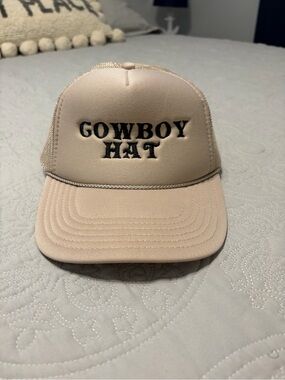 OTTO Beige 'Cowboy Hat' Trucker Cap with Black Embroidery